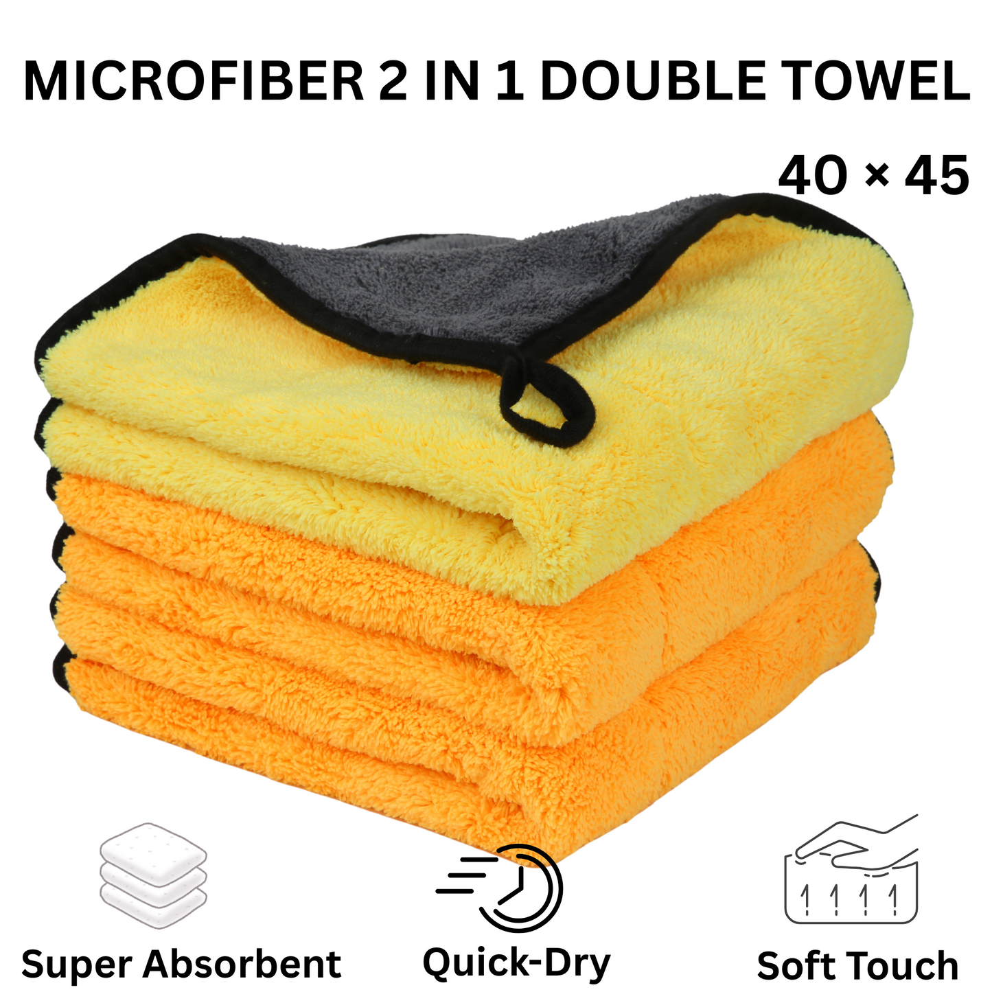 1 PC MICRO FIBER 2 IN 1 DOUBLE TOWEL