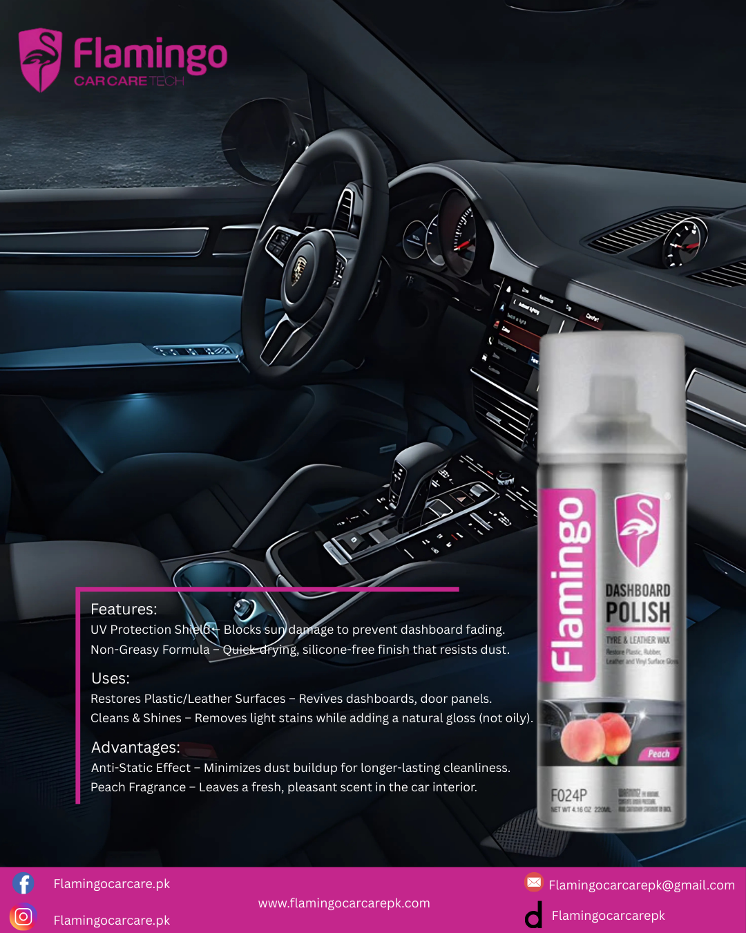 FLAMINGO DASHBOARD POLISH 220ML PEACH
