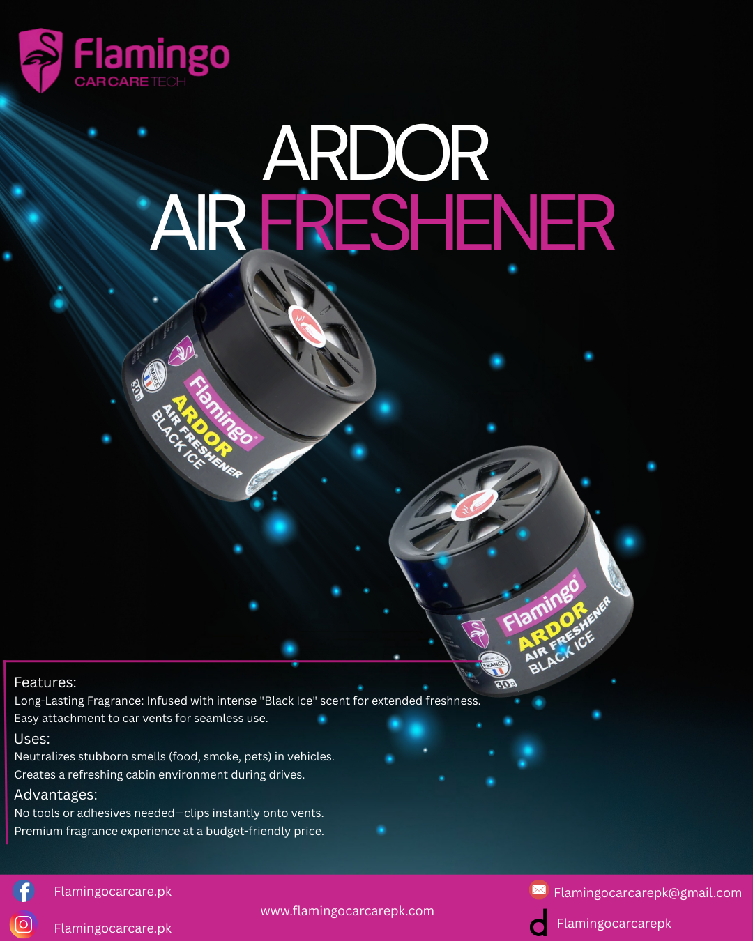 Flamingo ARDOR Air Freshener Black Ice
