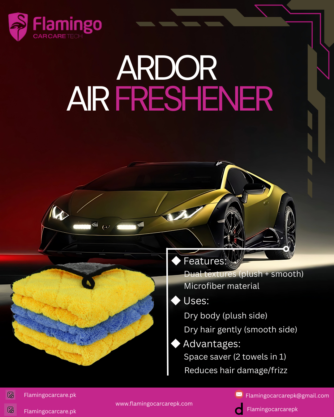 1 PC MICROFIBER 2 IN 1 DOUBLE TOWEL