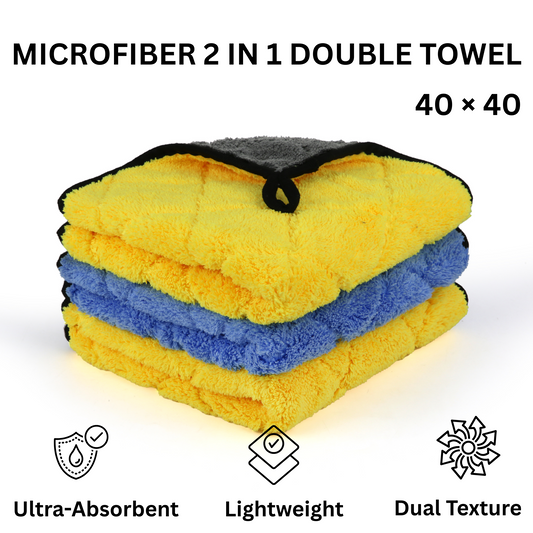 1 PC MICROFIBER 2 IN 1 DOUBLE TOWEL