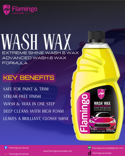 FLAMINGO CAR WASH & WAX SHAMPOO 500ML