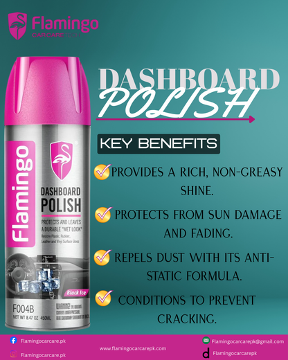 FLAMINGO DASHBOARD POLISH 450ML BLACK ICE