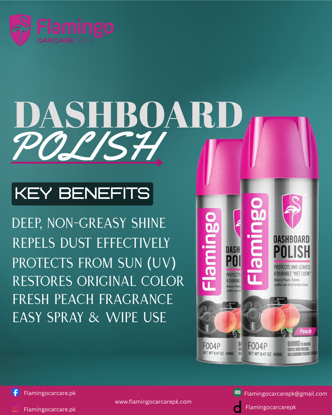 FLAMINGO DASHBOARD POLISH 450ML PEACH